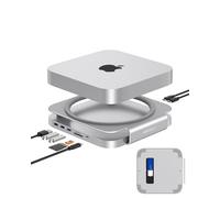 GEWOKLIY Base y soporte para Mac mini con carcasa SSD NVMe/SATA M.2, conector USB-A/C, lector de tarjetas TF/SD, compatible con Mac M1/M2.
