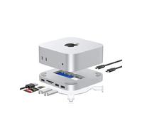 Gewokliy Mac Mini M4 Dock, Aluminum Mac Mini Hub and Stand for M4 and M4 Pro 2024 with M.2 NVMe SSD Enclosure, Dual USB-A 10Gbps, SD/TF Card Readers, USB 2.0 │Accessories