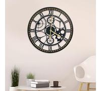 GEXHSRGD Reloj de Pared de 16 Pulgadas, Reloj de Engranajes, Silencioso sin Tictac, Funciona con Baterías, Relojes de Pared Grandes para Decoración de Sala de Estar, Cocina, Oficina (Estilo Steampunk)