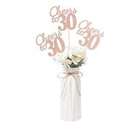 Gexolenu Cheers to 30, paquete de 10 centros de mesa de doble cara con purpurina de oro rosa para mesas de 30 cumpleaños, decoración de mesa de cumpleaños número 30, centros de mesa de fiesta