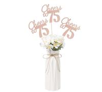 Gexolenu Cheers to 75, paquete de 10 centros de mesa de doble cara con purpurina dorada rosa para mesas de 75 cumpleaños, decoración de mesa de cumpleaños número 75, centros de mesa de fiesta