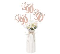 Gexolenu Cheers to 90, paquete de 10 centros de mesa de doble cara con purpurina de oro rosa para mesas de 90 cumpleaños, decoración de mesa de cumpleaños número 90, centros de mesa de fiesta,