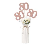 Gexolenu No 80, paquete de 10 centros de mesa de doble cara con purpurina de oro rosa para mesas de 80 cumpleaños, decoración de mesa de cumpleaños número 80, centros de mesa de fiesta, suministros de