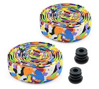 gexuamz Cinta de Barra de Bicicleta Cinta de Manillar de Montaña para Bicicleta de Carreras de con Tapones para los Extremos del Manillar y Tiras Autoadhesivas, 2 Rollos por Juego.