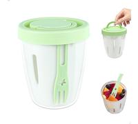 gexuamz Vaso Frutas Verduras, 500ml Recipiente Portátil para Ensaladas con Colador y Tenedor, Reutilizable Vasos Yogurtera con Tapa, Vegetales Contenedor para Viajes, Oficina y Escuela