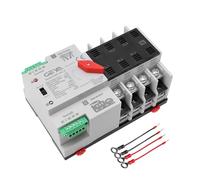 GEYA Mini ATS Interruptor de Transferencia Automático/Manual,interruptor automático de doble energía solar con protección contra sobretensión y subtensión 50/60Hz Red a Generador CA(4 Polos 63A 220V)