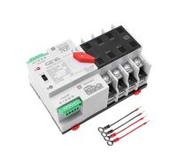 GEYA Mini ATS Interruptor de Transferencia Automático/Manual,interruptor automático de doble energía solar con protección contra sobretensión y subtensión 50/60Hz Red a Generador CA(4 Polos 100A 220V)