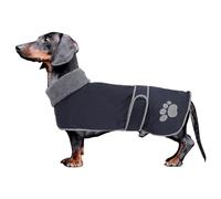 Geyecete-Abrigo Invierno Impermeable para Perro Salchicha,con Forro Polar cálido y Agujero arnés,Térmico Chaquetas Ideal para Uso al Aire Libre, Perros medianos pequeños-Azul Marino-M