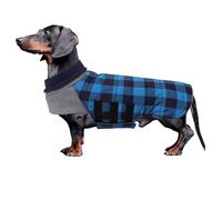 Geyecete Abrigo Perro Salchicha,Impermeable Abrigo Teckel,Chaqueta de Perros pequeños de Invierno,Jersey Pullover Dog con Agujero Arnés -Azul-L