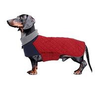 Geyecete- Abrigo Teckel,Chaqueta de Perro de Invierno,Abrigo Impermeable para Teckel Mini,Perro Salchicha Jersey con Agujero arnés,Térmico Pullover para Teckel Miniatura/Teckel estàndard-Rojo-XS