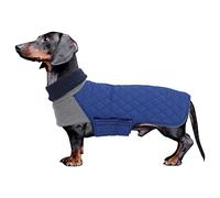 Geyecete- Abrigo Teckel,Chaqueta de Perro de Invierno,Abrigo Impermeable para Teckel Mini,Perro Salchicha Jersey con Agujero arnés,Térmico Pullover para Teckel Miniatura/Teckel estàndard-Azul-XL