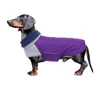 Geyecete- Abrigo Teckel,Chaqueta de Perro de Invierno,Abrigo Impermeable para Teckel Mini,Perro Salchicha Jersey con Agujero arnés,Térmico Pullover para Teckel Miniatura/Teckel estàndard-Morado-XS