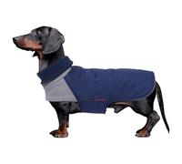 Geyecete-Abrigo Teckel,Chaqueta de Perro de Invierno,Abrigo Impermeable para Teckel Mini,Salchicha Jersey con Agujero arnés,Térmico Pullover para Perro-Azul Oscuro-M
