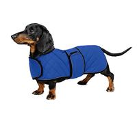 Geyecete Abrigo térmico de Invierno para Perro Salchicha,con Forro Polar cálido,Impermeable Ropa al Aire Libre con Bandas Ajustables e Agujero del arnés,para medianos/pequeña Perros - Azul-XS