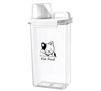 Geyecete - Contenedor de comida para gatos, 2,5 L, contenedor de croquetas de plástico transparente, caja hermética con taza medidora, portátil para viajes, libre de BPA