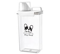 Geyecete - Contenedor de comida para perros, 2,5 L, contenedor de croqueta para perros de plástico transparente, caja de croqueta para perros herméticos con taza de medir, portátiles ideales para