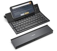 Geyes Teclado portátil plegable, teclado Bluetooth inalámbrico ultra delgado, aleación de aluminio, para iOS, Android, Windows, tabletas y teléfonos inteligentes, color negro