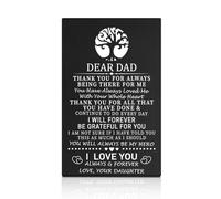 GEYGIE Tarjeta de cartera negra con texto en inglés «Dear Dad» con texto en inglés «You Will Always Be My Hero I Love You» de metal, con texto en inglés «You Will Always Be My Hero»