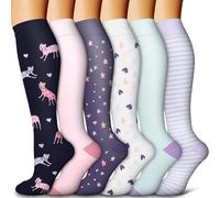 GEYIWSSXY 6 pares de calcetines de compresión para hombres y mujeres, calcetines de apoyo coloridos para deportes, correr, viajes, ciclismo, L-XL