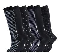 GEYIWSSXY 6 pares de medias de compresión para hombres y mujeres, medias de apoyo coloridas para deportes, correr, viajes, ciclismo, L-XL