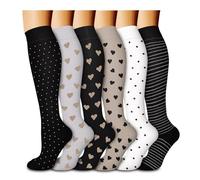 GEYIWSSXY 6 pares de medias de compresión para hombres y mujeres, medias de apoyo coloridas para deportes, correr, viajes, ciclismo, S-M