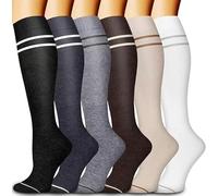 GEYIWSSXY Lot de 6 pares de calcetines de compresión para hombre y mujer - Calcetines de contención coloridos para deporte, carrera, viajes, ciclismo, Multicolor 11, L/XL