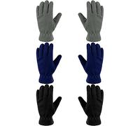 Geyoga 3 Pares Guantes de Forro Polar de Invierno de Dedos Completos de Niño (Azul, Gris, Negro, M (8-12 años)