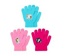 Geyoga 3 Pares Guantes de Niños de Punto de Dedo Completo Manoplas Guantes de Invierno para Niños Unicornio (Estilo Brillante)