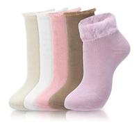Geyoga 5 Pares Calcetines Térmicos Gruesos Mujer Cálidos, Suaves y con Forro Polar Ideales para Navidad e Invierno