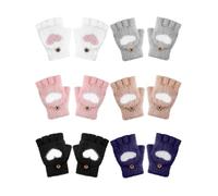 Geyoga 6 Pares Guantes de Medio Dedo para Niños Invierno Mitones sin Dedos Abatibles de Corazón(Clásico,8-12 años)