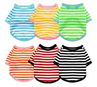 Geyoga 6 Piezas de Camiseta a Rayas de algodón Transpirable para Mascotas, Ropa Colorida para Cachorros, Ropa para Perros pequeños a medianos, Cachorros (L)