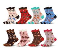 Geyoga 8 Pares Calcetines Montar a Caballo Calcetines Regalo Ecuestre para Amantes de Caballos Mujer Recuerdos Fiesta, 35-42