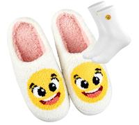 Geyoga Pantuflas Divertidas con Caritas Sonrientes y Calcetines de Algodón con Estampado Regalos para Hombres y Mujeres Pantuflas Calentitas para Acción de Gracias y Navidad(38-39)