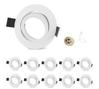 GeyouLux 10x Marco Foco Empotrable GU10 Giratorios Aluminio Blanco, Marco Ojo de Buey de techo Incl. Portalámparas GU10 Para Led O Halógena, Redondo Foco led interior techo, Orificio de montaje ø75mm