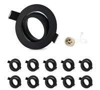 GeyouLux 10x Marco Foco Empotrable GU10 Giratorios Aluminio Negro, Marco Ojo de Buey de techo Incl. Portalámparas GU10 Para Led O Halógena, Redondo Foco led interior techo, Orificio de montaje ø75mm