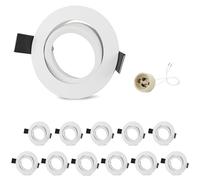 GeyouLux 12x Marco Foco Empotrable GU10 Giratorios Aluminio Blanco, Marco Ojo de Buey de techo Incl. Portalámparas GU10 Para Led O Halógena, Redondo Foco led interior techo, Orificio de montaje ø75mm