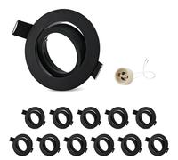 GeyouLux 12x Marco Foco Empotrable GU10 Giratorios Aluminio Negro, Marco Ojo de Buey de techo Incl. Portalámparas GU10 Para Led O Halógena, Redondo Foco led interior techo, Orificio de montaje ø75mm