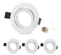 GeyouLux 4x Marco Foco Empotrable GU10 Giratorios Aluminio Blanco, Marco Ojo de Buey de techo Incl. Portalámparas GU10 Para Led O Halógena, Redondo Foco led interior techo, Orificio de montaje ø75mm
