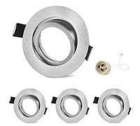 GeyouLux 4x Marco Foco Empotrable GU10 Giratorios Aluminio Níquel, Marco Ojo de Buey de techo Incl. Portalámparas GU10 Para Led O Halógena, Redondo Foco led interior techo, Orificio de montaje ø75mm