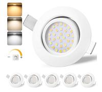 GeyouLux Downlight LED Techo Empotrable Regulable 3CCT Blanco 6 Pack