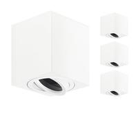 GeyouLux Faretti GU10 da Soffitto Bianco, 80x84mm Faretti da Superficie Quadrati, Orientabili 30°, Plafoniera 230V con Attacco GU10, Spot in Alluminio, Senza Lampadine, 4 Pezzi