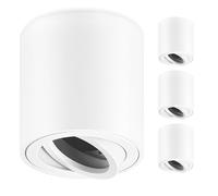 GeyouLux Faretti GU10 da Soffitto Bianco, Ø80x84mm Faretti da Superficie Rotondi, Orientabili 30°, Plafoniera 230V con Attacco GU10, Spot in Alluminio, Senza Lampadine, 4 Pezzi