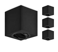 GeyouLux Faretti GU10 da Soffitto Nero, 80x84mm Faretti da Superficie Quadrati, Orientabili 30°, Plafoniera 230V con Attacco GU10, Spot in Alluminio, Senza Lampadine, 4 Pezzi