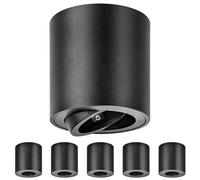 GeyouLux Faretti GU10 da Soffitto Nero, Ø80x84mm Faretti da Superficie Rotondi, Orientabili 30°, Plafoniera 230V con Attacco GU10, Spot in Alluminio, Senza Lampadine, 6 Pezzi