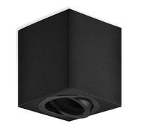 GeyouLux Faretto GU10 da Soffitto Nero, 80x84mm Faretto da Superficie Quadrato, Orientabile 30°, Plafoniera 230V con Attacco GU10, Spot in Alluminio, Senza Lampadina, 1 Pezzo