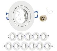 GeyouLux Marco Foco Empotrable Blanco Incl. GU10 Zócalo IP44 Ojos de buey led para techo Aluminio Downlight led techo empotrable Para 50MM MR16 Lámparas O Halógena Baño Sala Cocina, 12 Pack, 68mm