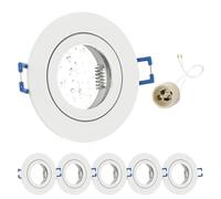 GeyouLux Marco Foco Empotrable Blanco Incl. GU10 Zócalo IP44 Ojos de buey led para techo Aluminio Downlight led techo empotrable Para 50MM MR16 Lámparas O Halógena Baño Sala Cocina, 6 Pack, 68mm
