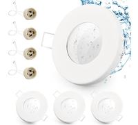 GeyouLux Marco Foco Empotrable Blanco Incl. GU10 Zócalo IP65 Ojos de buey led para techo Hierro Downlight led techo empotrable Para 50MM MR16 Lámparas O Halógena Baño Sala Cocina, 4 Pack, 68mm