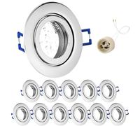 GeyouLux Marco Foco Empotrable Cromo Incl. GU10 Zócalo IP44 Ojos de buey led para techo Aluminio Downlight led techo empotrable Para 50MM MR16 Lámparas O Halógena Baño Sala Cocina, 12 Pack, 68mm