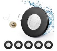 GeyouLux Marco Foco Empotrable Negro Incl. GU10 Zócalo IP65 Ojos de buey led para techo Hierro Downlight led techo empotrable Para 50MM MR16 Lámparas O Halógena Baño Sala Cocina, 6 Pack, 68mm